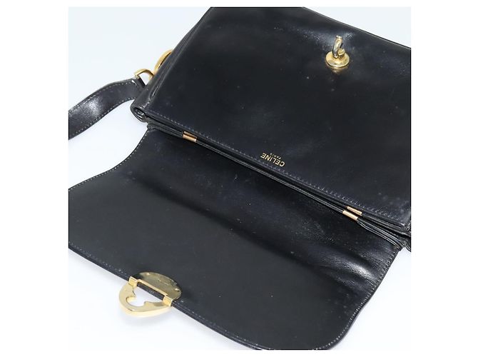 Céline Borsa a Spalla CELINE in Pelle Nera Oro Auth bs25461 - vista 14