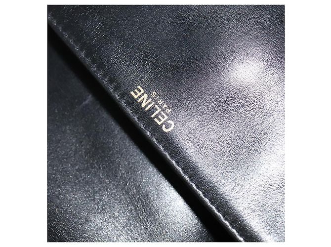 Céline Borsa a Spalla CELINE in Pelle Nera Oro Auth bs25461 - vista 15