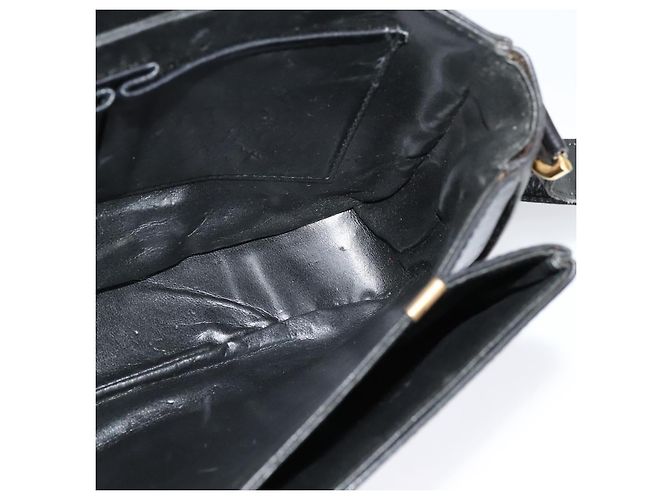 Céline Borsa a Spalla CELINE in Pelle Nera Oro Auth bs25461 - vista 17