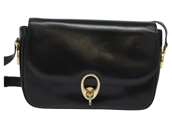Céline Borsa a Spalla CELINE in Pelle Nera Oro Auth bs25461 - vista 2