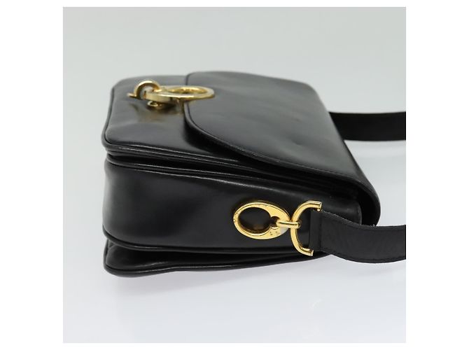 Céline Borsa a Spalla CELINE in Pelle Nera Oro Auth bs25461 - vista 5