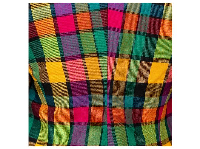Set Gianni Versace Blazer e Mini Gonna in Lana a Quadri Multicolore - vista 10
