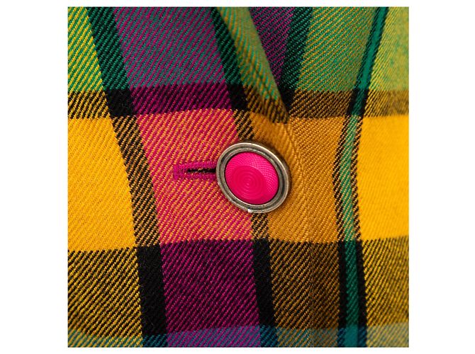 Set Gianni Versace Blazer e Mini Gonna in Lana a Quadri Multicolore - vista 11
