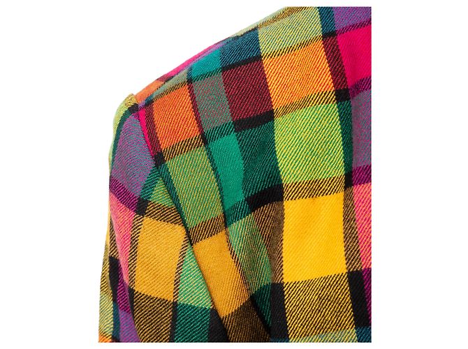 Set Gianni Versace Blazer e Mini Gonna in Lana a Quadri Multicolore - vista 12
