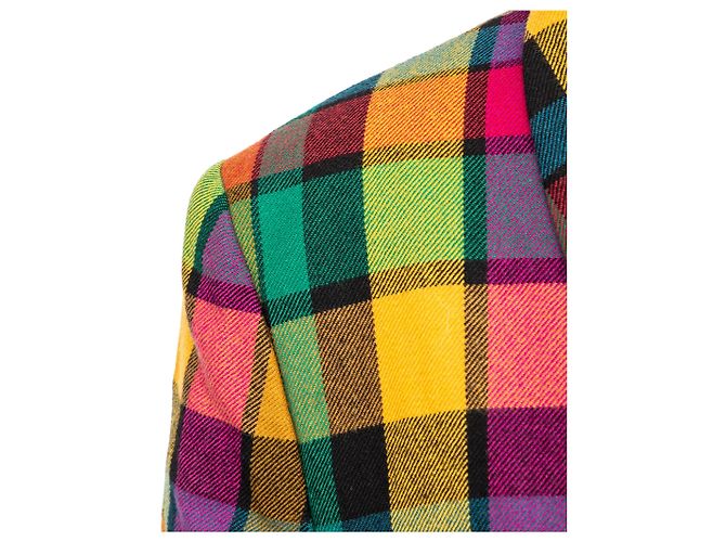 Set Gianni Versace Blazer e Mini Gonna in Lana a Quadri Multicolore - vista 13
