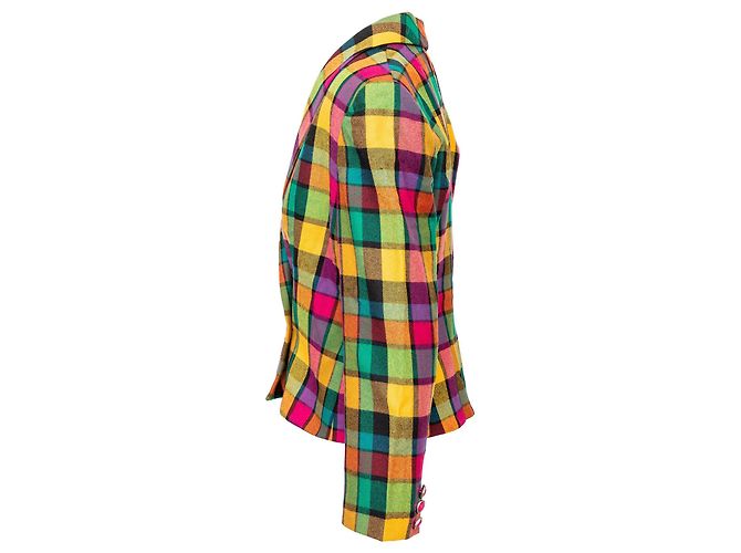 Set Gianni Versace Blazer e Mini Gonna in Lana a Quadri Multicolore - vista 4