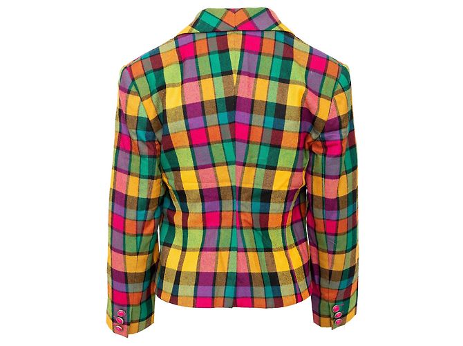 Set Gianni Versace Blazer e Mini Gonna in Lana a Quadri Multicolore - vista 5