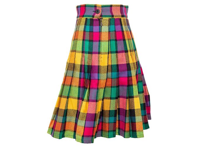 Set Gianni Versace Blazer e Mini Gonna in Lana a Quadri Multicolore - vista 7
