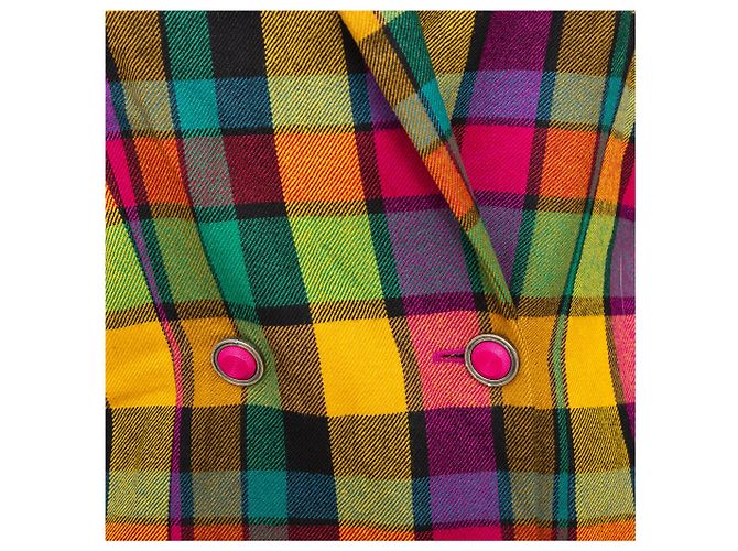 Set Gianni Versace Blazer e Mini Gonna in Lana a Quadri Multicolore - vista 9