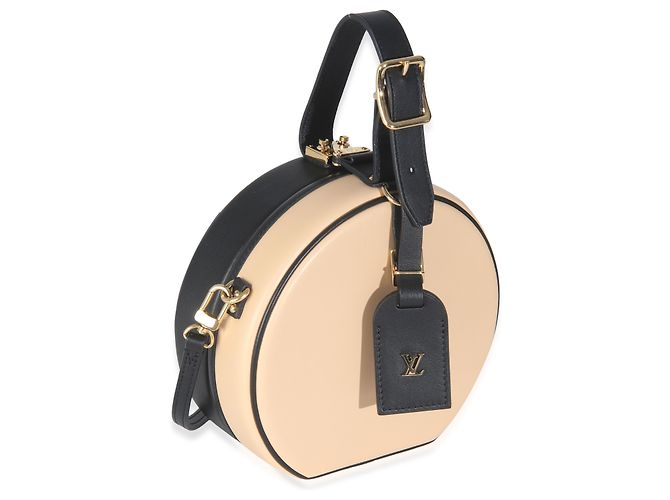 Louis Vuitton Petite Boite Chapeau in pelle di vitello nera e beige Nero - vista 4
