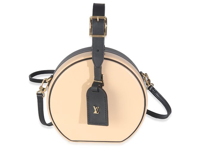 Louis Vuitton Petite Boite Chapeau in pelle di vitello nera e beige Nero - vista 8