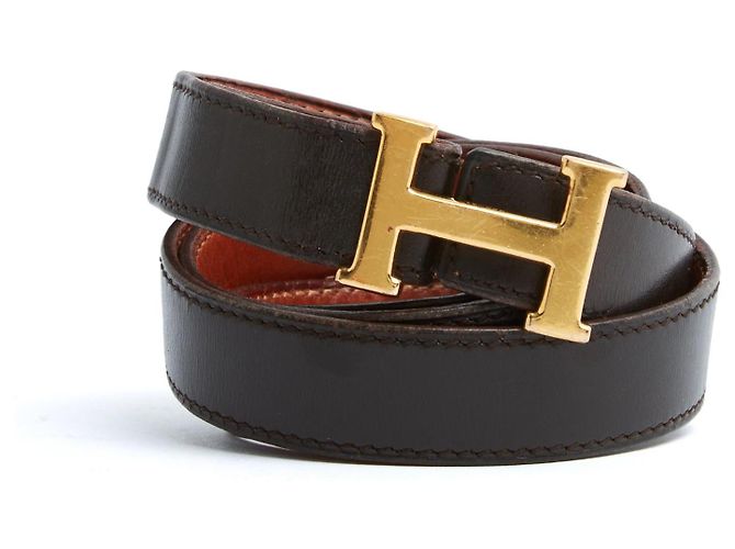 Hermès H Belt to compose reversible Constance adjustable Leather Belt Hermes Brown Golden Caramel - view 2