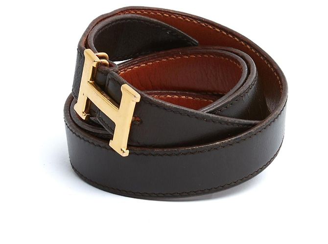 Hermès H Belt to compose reversible Constance adjustable Leather Belt Hermes Brown Golden Caramel - view 3