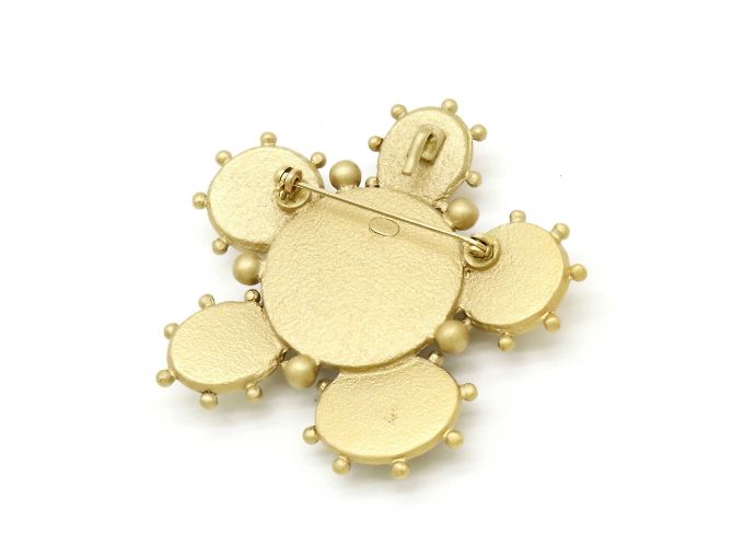 Chanel Coco Mark Tweed Brosche mit Kunstperlen und Strass Golden - Ansicht 3