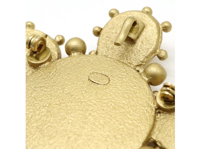 Chanel Coco Mark Tweed Brosche mit Kunstperlen und Strass Golden - Ansicht 6