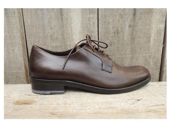 Derby Jil Sander in pelle marrone scuro - vista 2