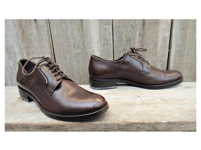 Derby Jil Sander in pelle marrone scuro - vista 3