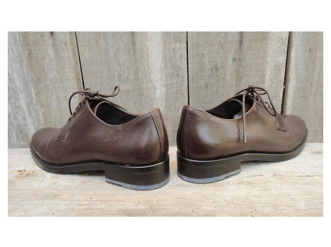 Derby Jil Sander in pelle marrone scuro - vista 5