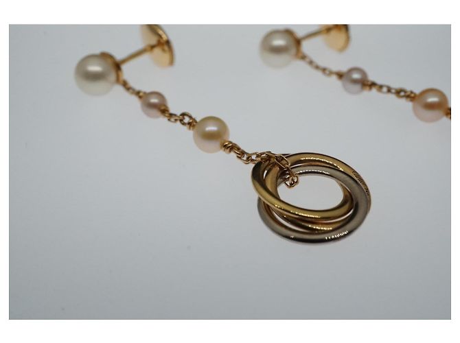 Brincos Cartier Trinity em 3 ouros e pérolas Dourado Gold hardware - vista 13
