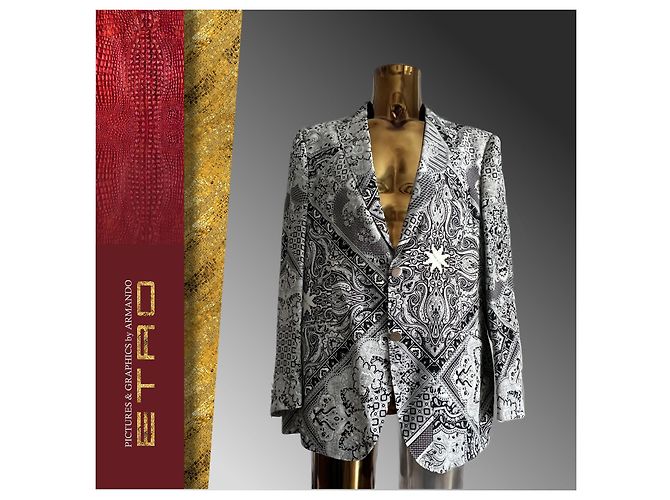 Etro's Black & White Patterned - Silk Jacket - view 3
