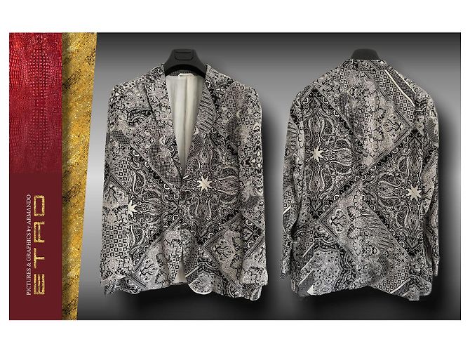 Etro's Black & White Patterned - Silk Jacket - view 6