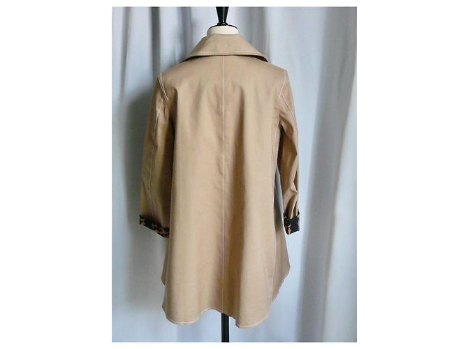 LOUIS VUITTON x STEPHEN SPROUSE Impermeable Mackintosh algodón aceitado BUEN ESTADO T38 Beige - vista 2