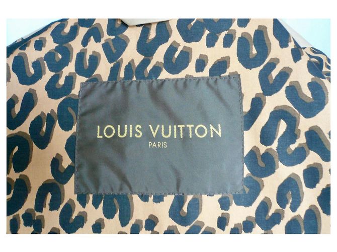LOUIS VUITTON x STEPHEN SPROUSE Impermeable Mackintosh algodón aceitado BUEN ESTADO T38 Beige - vista 6
