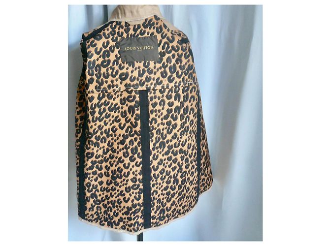 LOUIS VUITTON x STEPHEN SPROUSE Impermeable Mackintosh algodón aceitado BUEN ESTADO T38 Beige - vista 7
