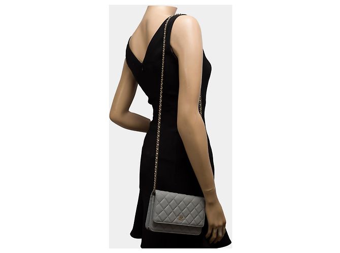 CHANEL Wallet on Chain aus grauem Leder - 102633 - Ansicht 10