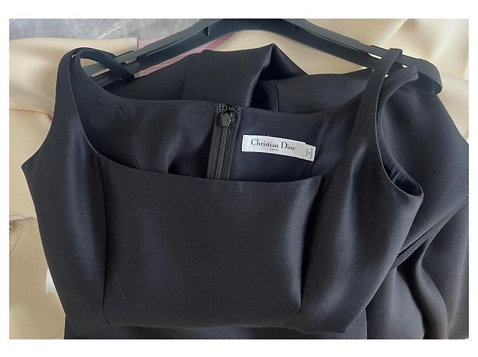 Christian Dior Abito midi in lana e seta Nero - vista 2