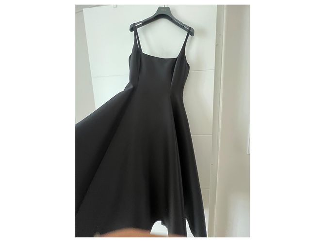 Christian Dior Abito midi in lana e seta Nero - vista 3