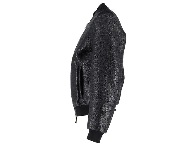 Texturierte, schwarze Polyester-Bomberjacke mit Reißverschluss von Dsquared2 - Ansicht 2