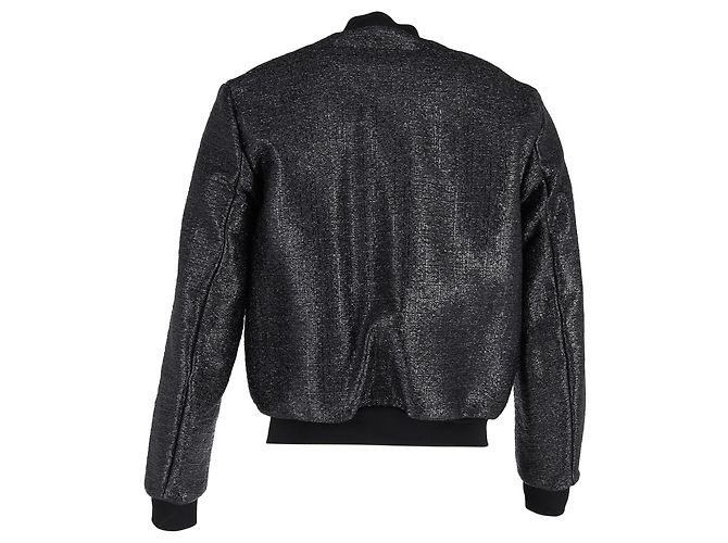 Texturierte, schwarze Polyester-Bomberjacke mit Reißverschluss von Dsquared2 - Ansicht 3