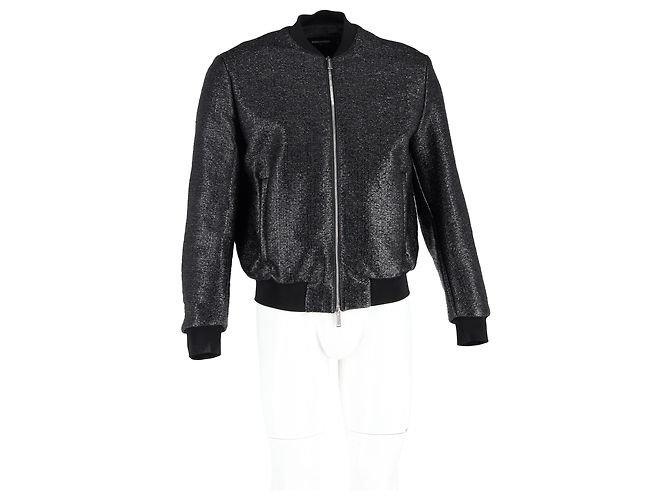 Texturierte, schwarze Polyester-Bomberjacke mit Reißverschluss von Dsquared2 - Ansicht 4