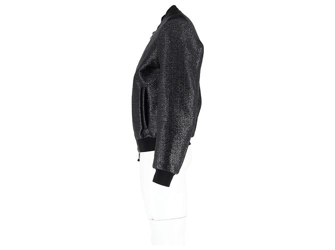 Texturierte, schwarze Polyester-Bomberjacke mit Reißverschluss von Dsquared2 - Ansicht 5