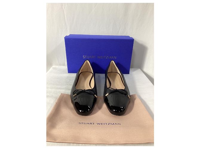 Ballerine Sleek con punta a cappello e fiocco in pelle nera di Stuart Weitzman Nero - vista 14
