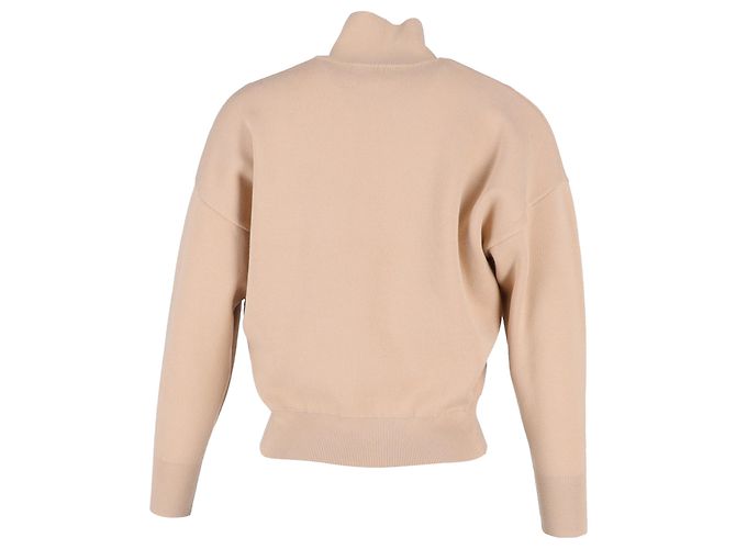 Suéter de media cremallera en algodón beige bordado Sandro Paris - vista 3