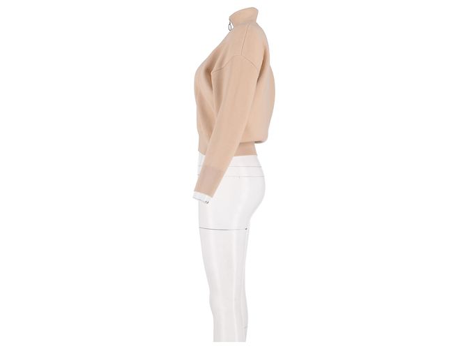 Suéter de media cremallera en algodón beige bordado Sandro Paris - vista 5