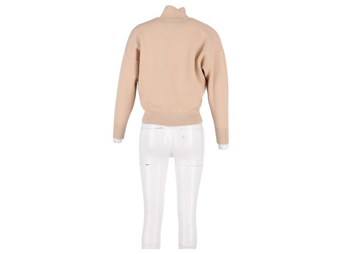 Suéter de media cremallera en algodón beige bordado Sandro Paris - vista 6