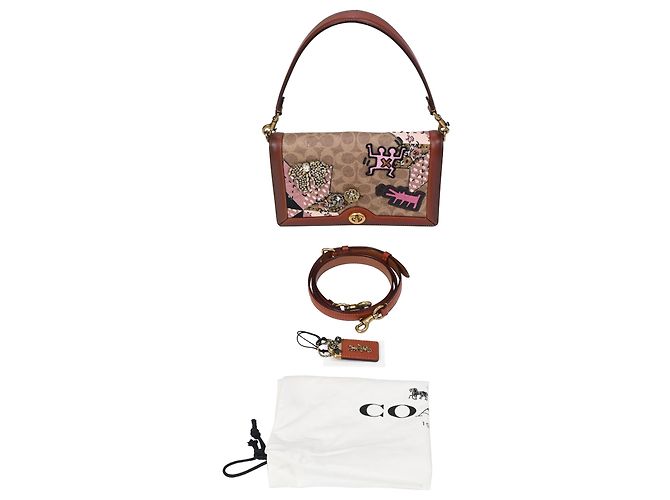 Borsa a tracolla Coach x Keith Haring Riley in tela rivestita marrone - vista 11