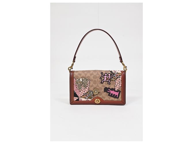 Borsa a tracolla Coach x Keith Haring Riley in tela rivestita marrone - vista 24