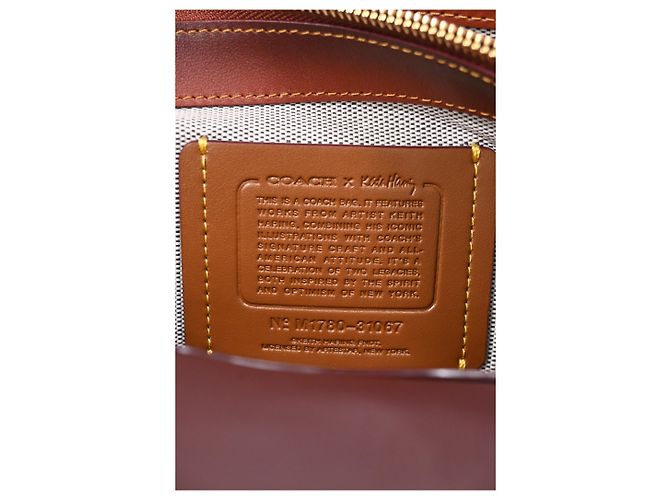 Borsa a tracolla Coach x Keith Haring Riley in tela rivestita marrone - vista 28