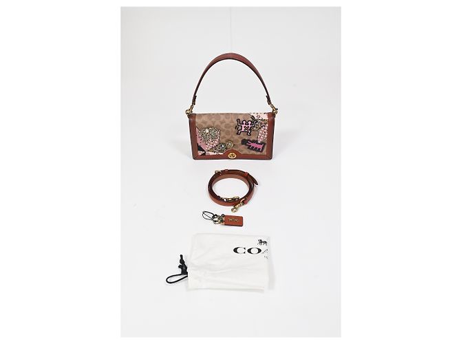 Borsa a tracolla Coach x Keith Haring Riley in tela rivestita marrone - vista 33