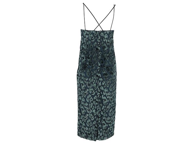 Abito slip Dudania Devoré in velluto verde Hugo Boss - vista 3
