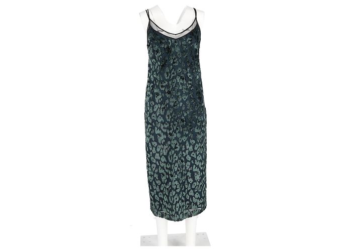 Abito slip Dudania Devoré in velluto verde Hugo Boss - vista 4