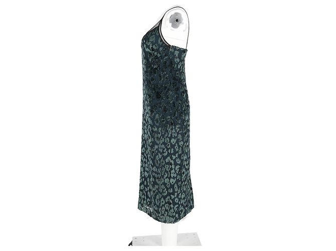 Abito slip Dudania Devoré in velluto verde Hugo Boss - vista 5