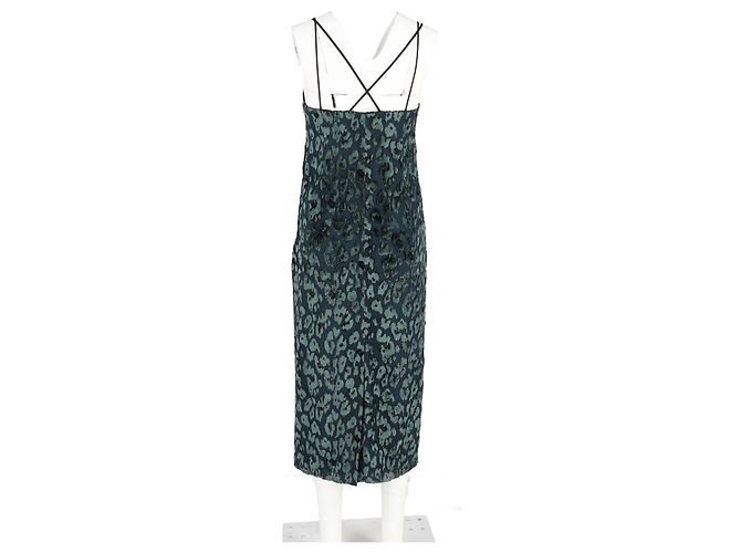 Abito slip Dudania Devoré in velluto verde Hugo Boss - vista 6