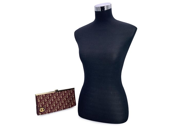 Diorissimo Dior Clutch in tela Christian Vintage Burgundy Logo issimo - vista 2