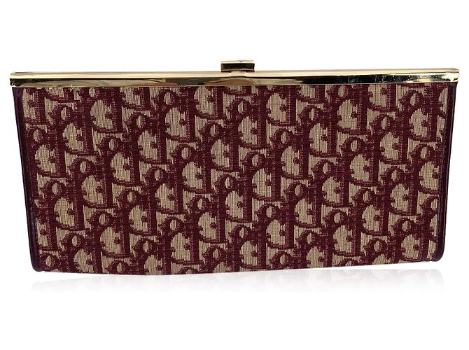 Diorissimo Dior Clutch in tela Christian Vintage Burgundy Logo issimo - vista 3