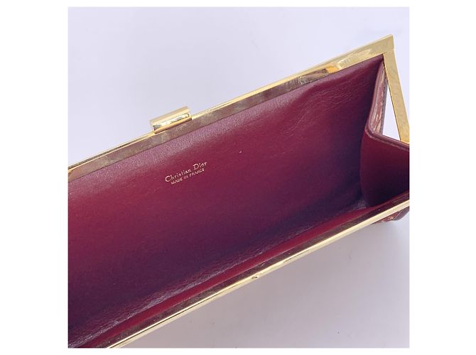 Diorissimo Dior Clutch in tela Christian Vintage Burgundy Logo issimo - vista 4